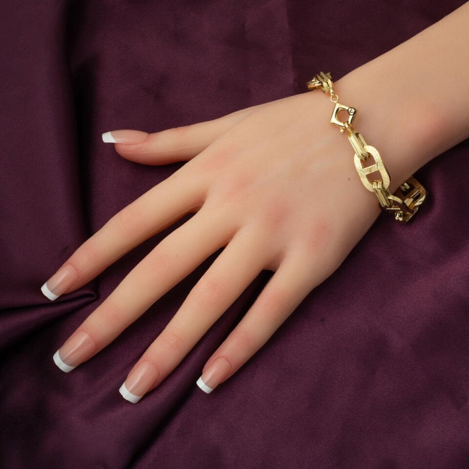 Temu Kalemli Zincir Bileklik 14 Ayar Altın