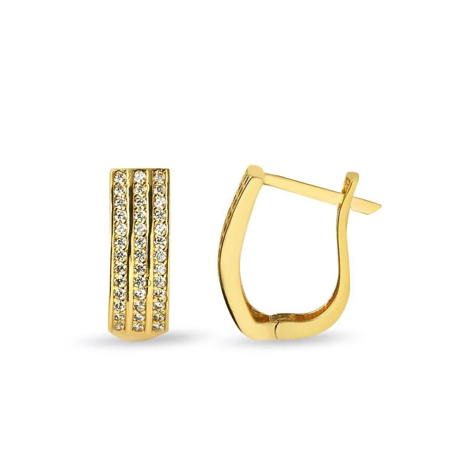 Suyolu Taşlı Altın Küpe