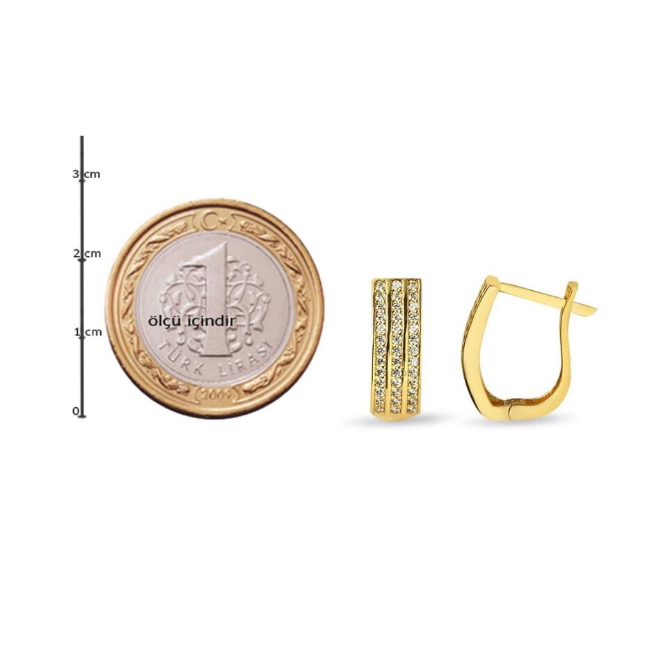 Suyolu Taşlı Altın Küpe