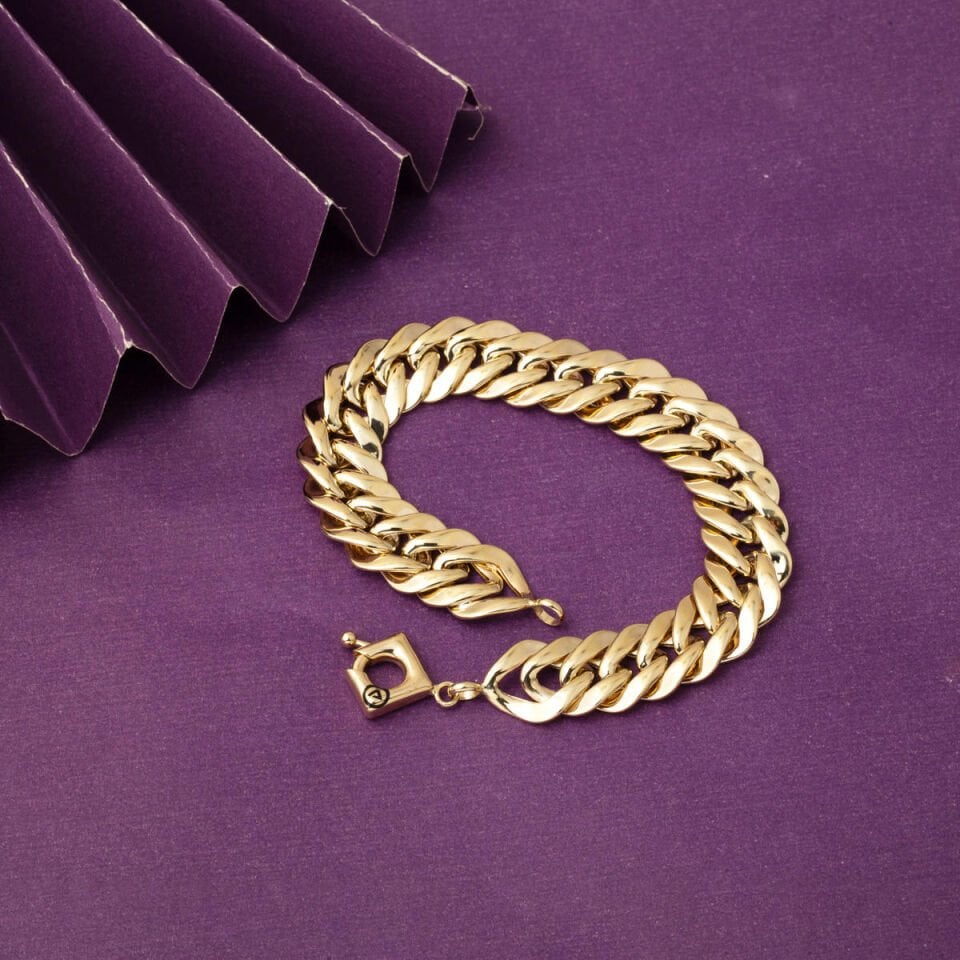 Süzme Halkalı Tasarım Bileklik 14 Ayar Altın