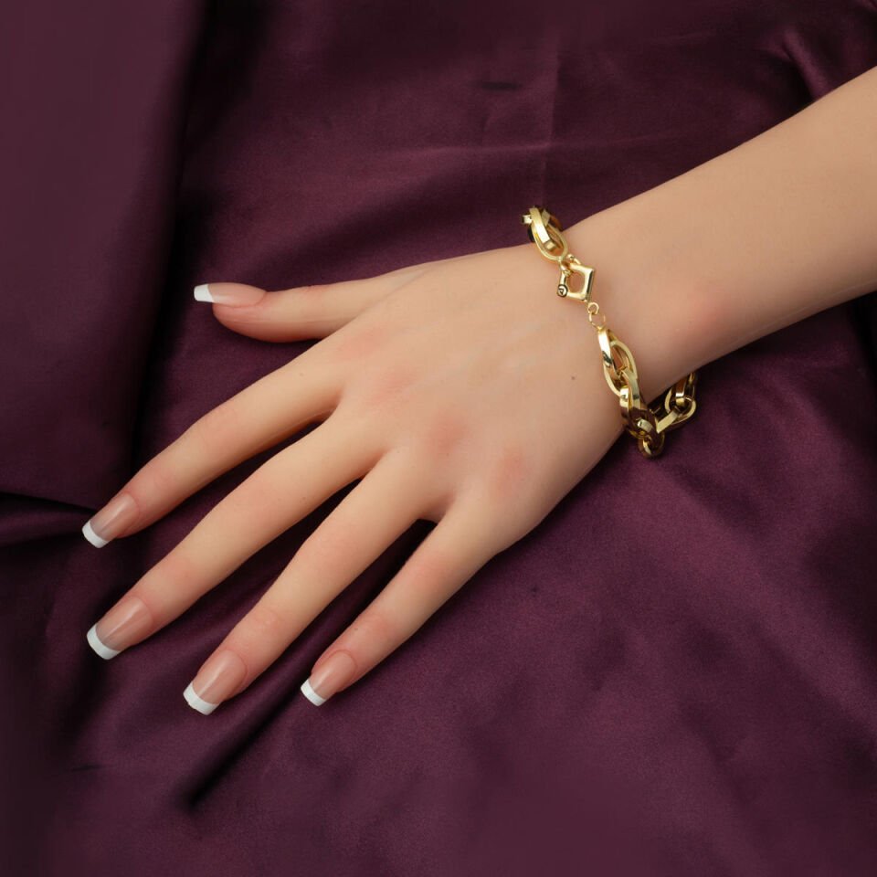 Halka Örgülü 14 Ayar Altın Kadın Bileklik