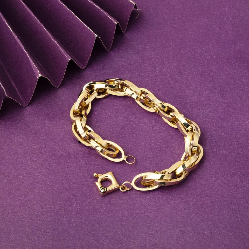 Halka Örgülü 14 Ayar Altın Kadın Bileklik