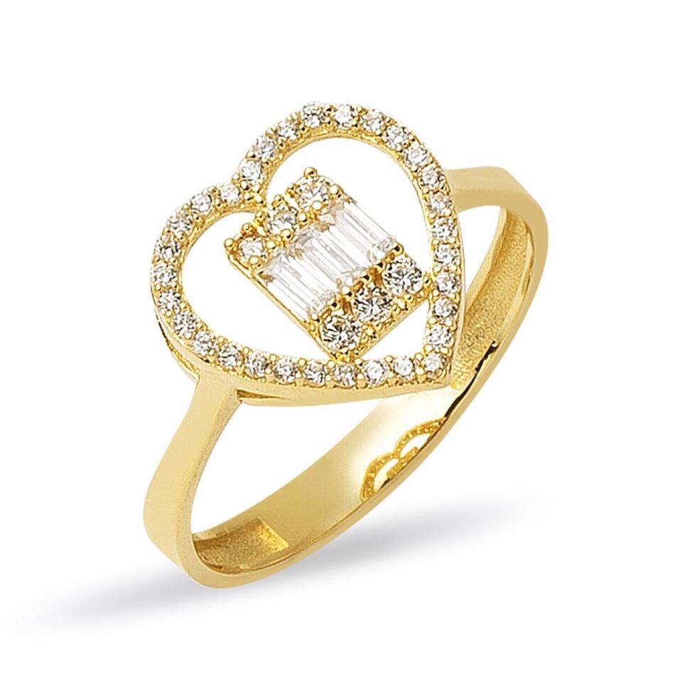 Kalpli Baget Taşlı Altın Yüzük