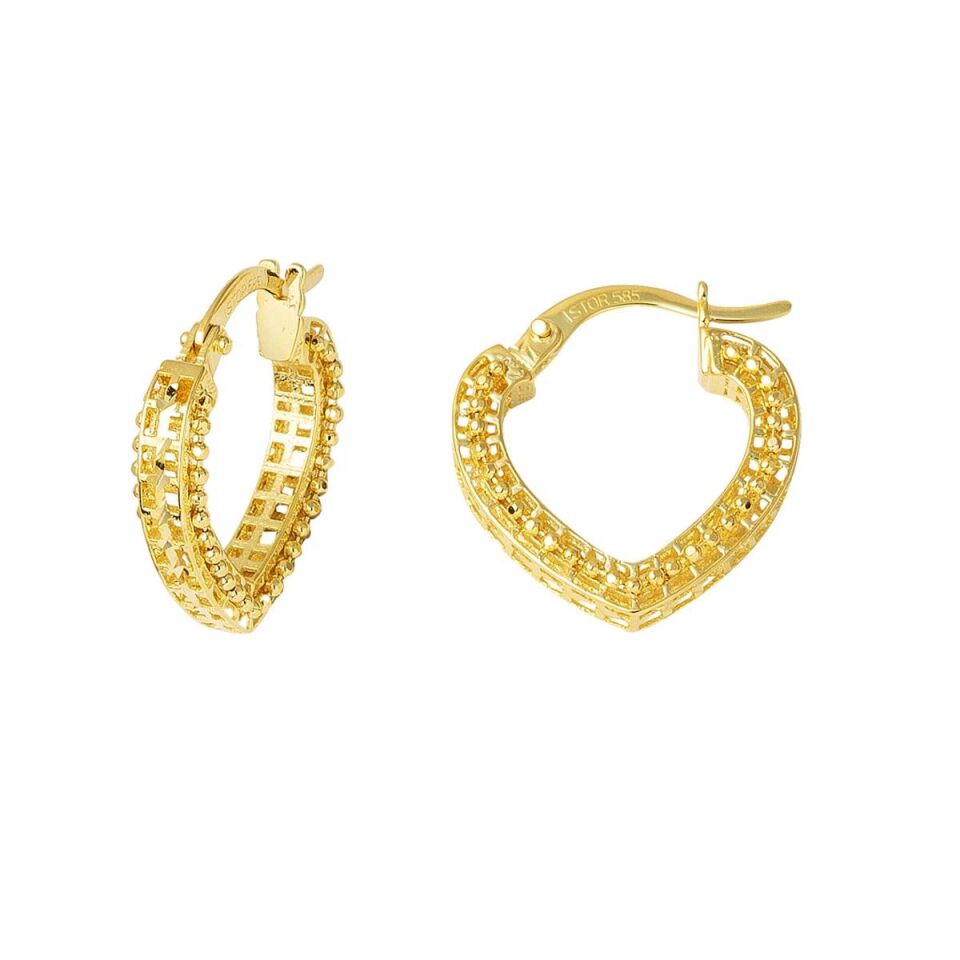 Kalpli Telkari Taşsız Altın Küpe