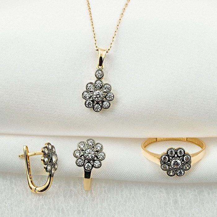 Papatya 14 Ayar Rose Altın Takı Seti