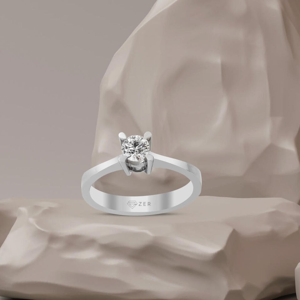 0,10 ct. Katlı Model Tektaş Pırlanta Yüzük