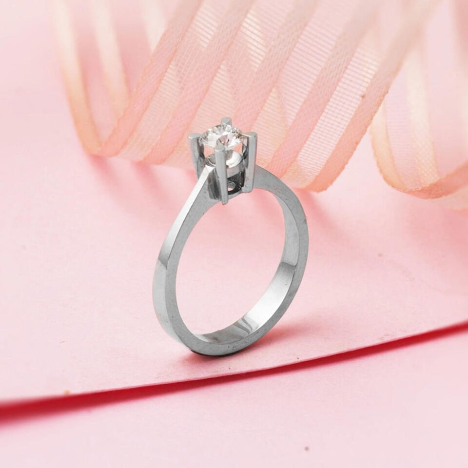 0,10 ct. Katlı Model Tektaş Pırlanta Yüzük