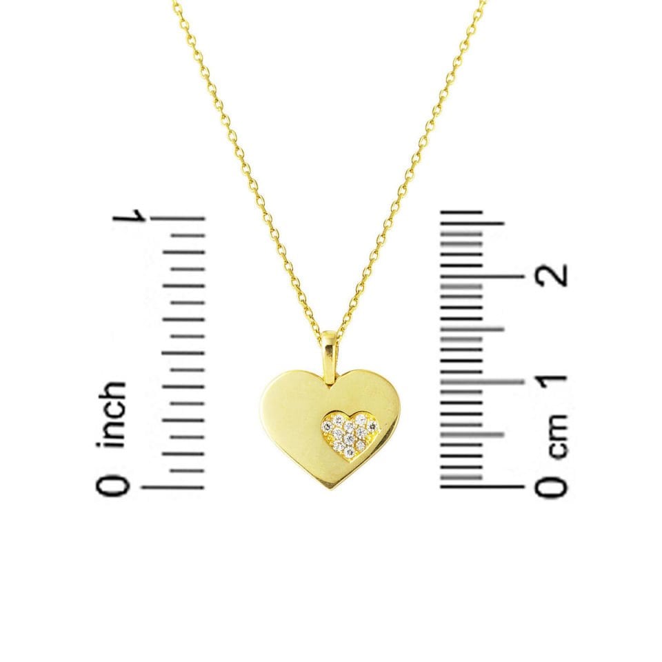 Taşlı Kalp Altın Kolye Zincirli