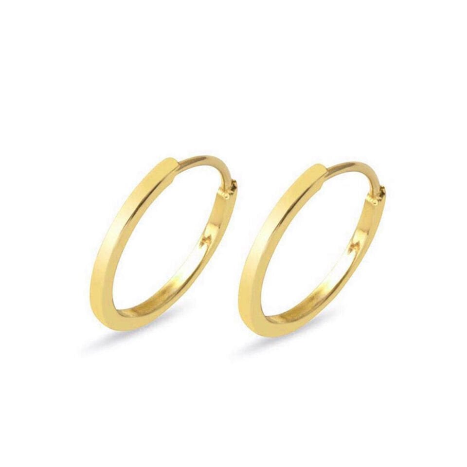 14 Ayar 1,5 cm. Çaplı Düz Altın Halka Küpe