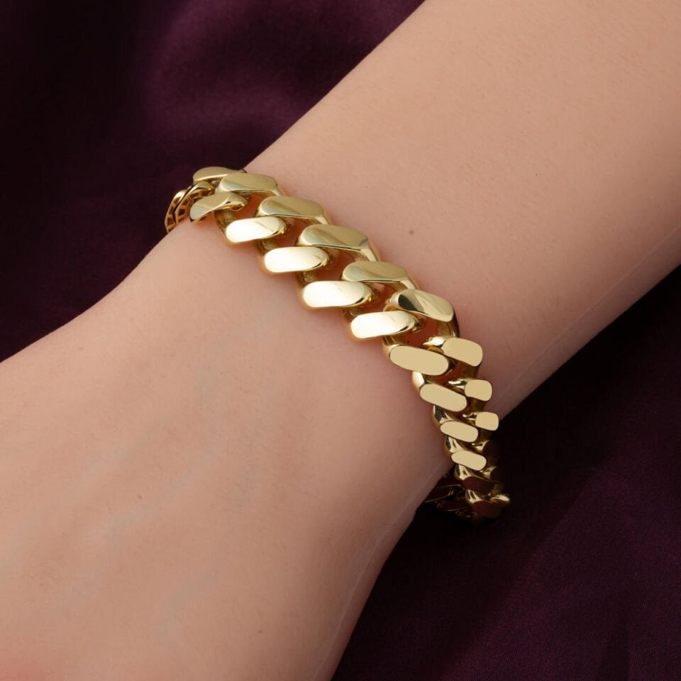 14 Ayar Süzme Gurmet Zincirli Altın Bileklik