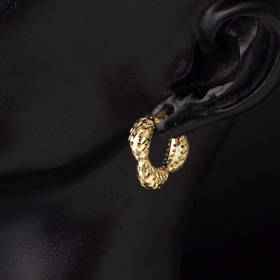 İtalyan Tasarım Taşsız Altın Küpe