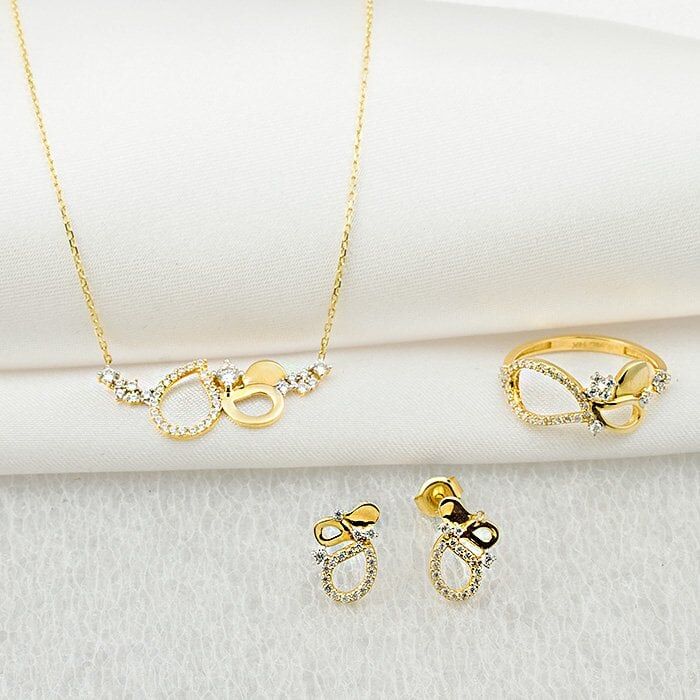 Jival Damlalı 14 Ayar Altın Takı Seti