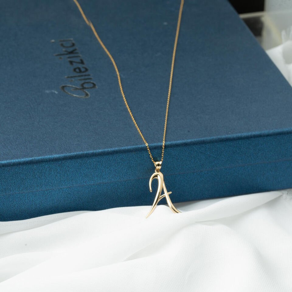 A Harfi 14 Ayar Altın Kolye