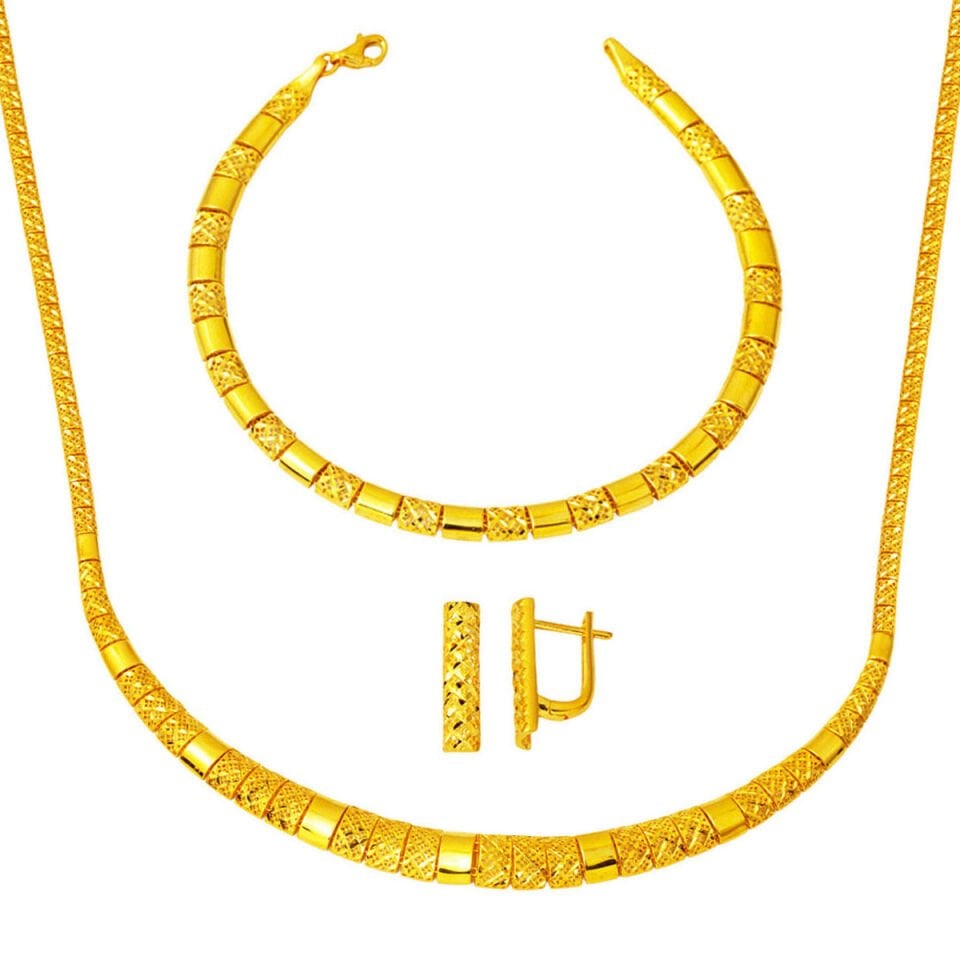 İtalyan Dolunay Taşsız Altın Takı Seti