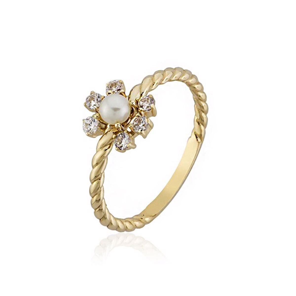 Angers İncili Burgu Altın Yüzük