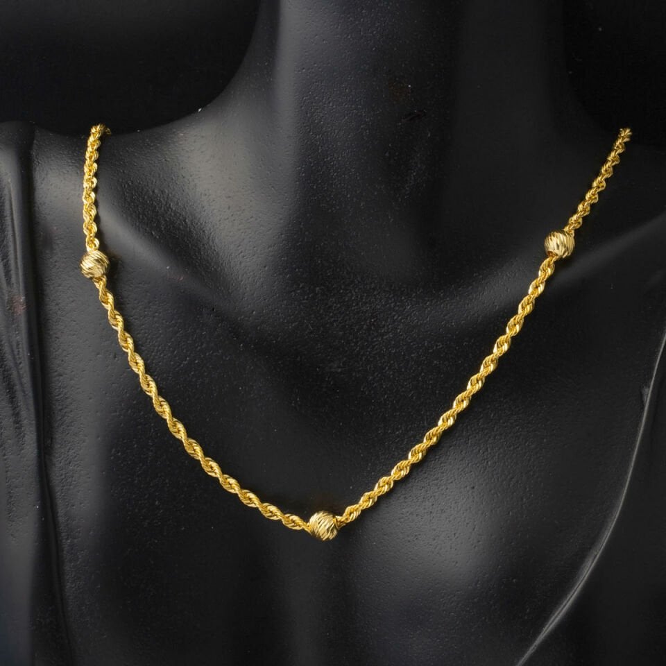 Dorika Toplu Burma Altın Zincir 14 Ayar 50cm.