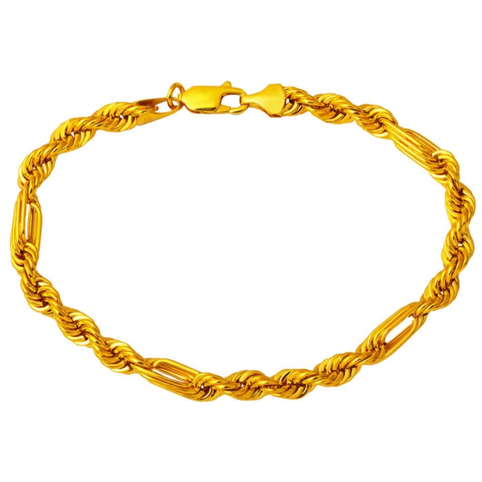 Modern Burmalı Halat Altın Bileklik 5mm.