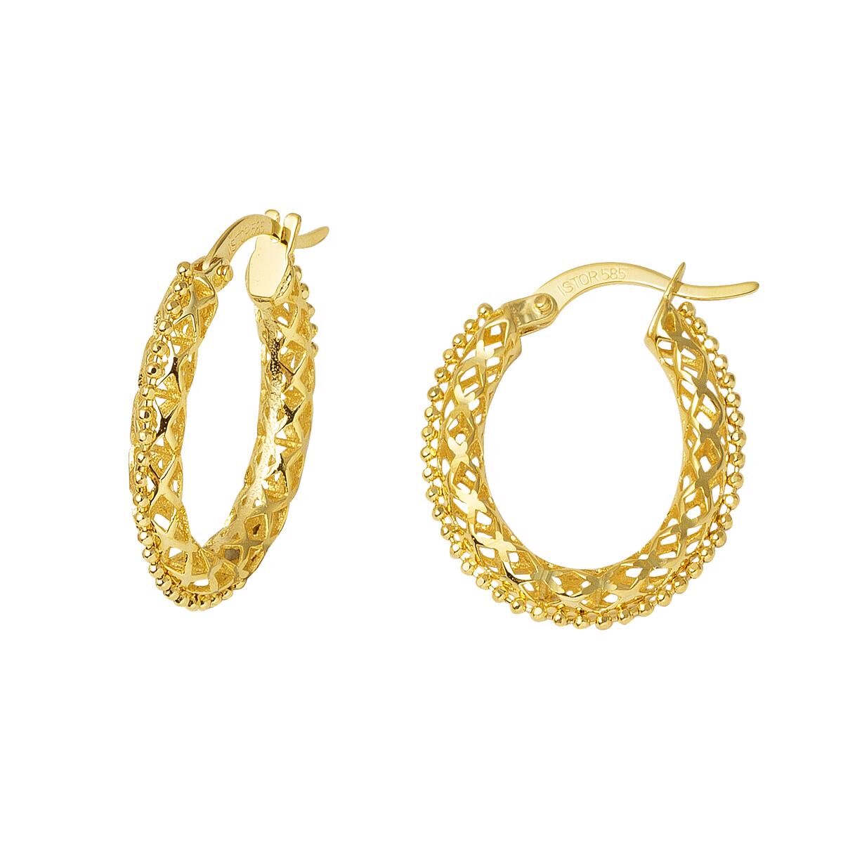 Toplu 14 Ayar Altın Füzyon Küpe