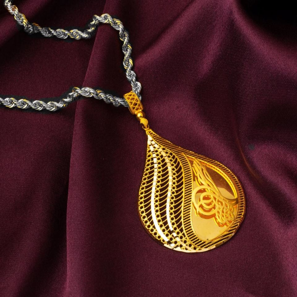 Tuğralı Tasarım 22 Ayar altın Kolye Ucu