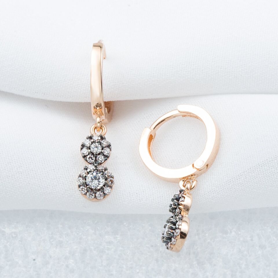 Elmas Montürlü 14 Ayar Altın Küpe