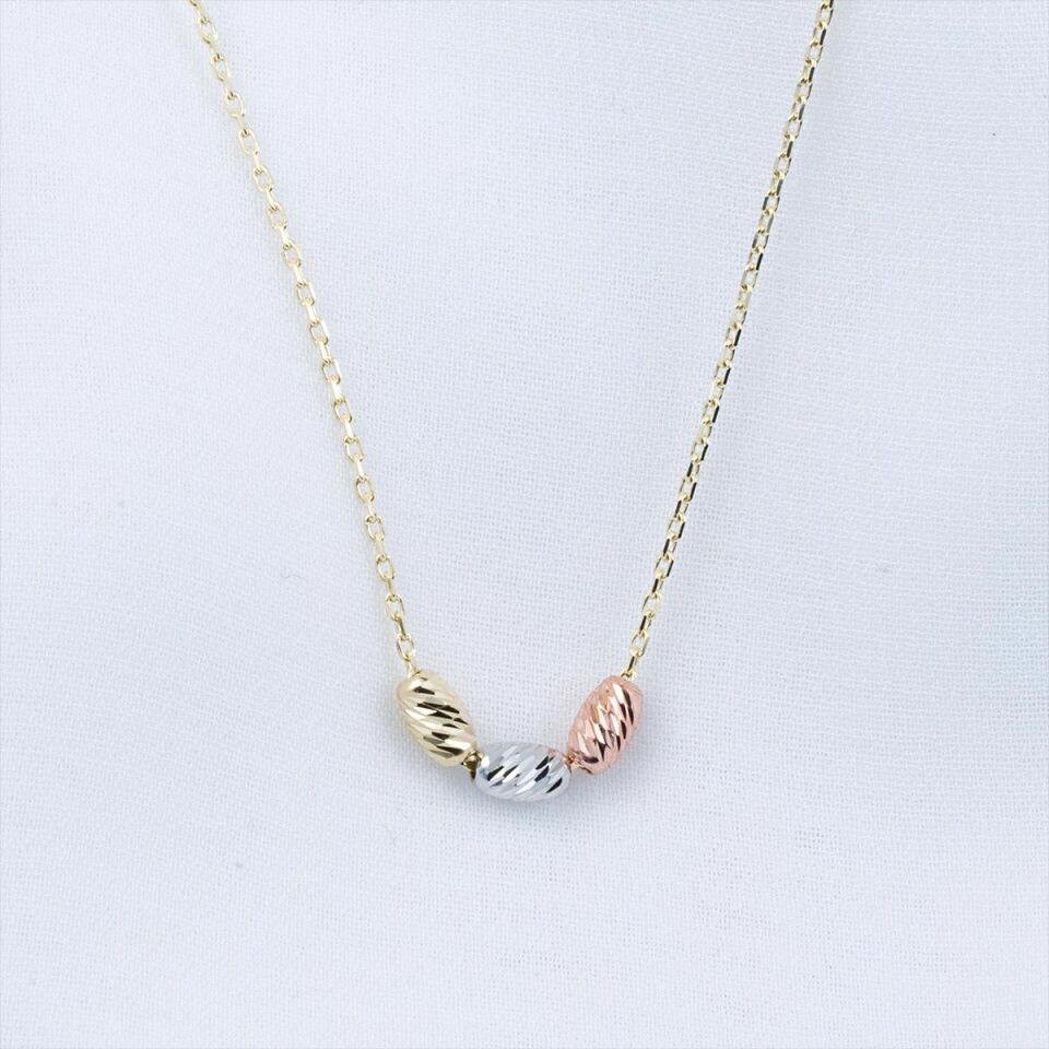 Üç Renk Dorika Işıltısı Kolye