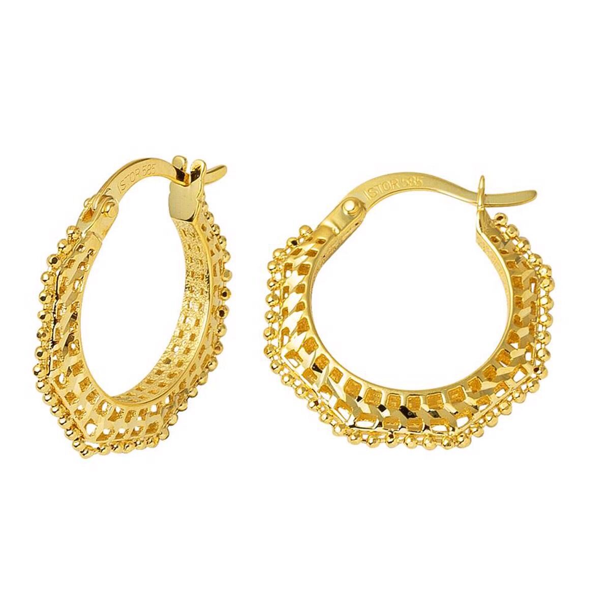 Telkari Halka 14 Ayar Altın Küpe