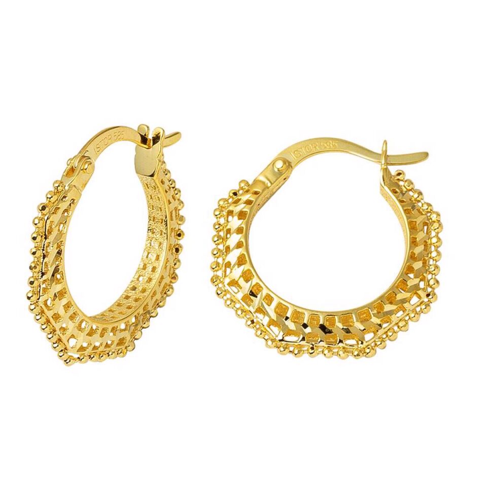 Telkari Halka 14 Ayar Altın Küpe