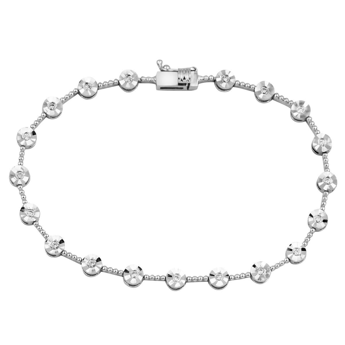 0,30 Karat Pırlantalı Suyolu Beyaz Altın Bileklik