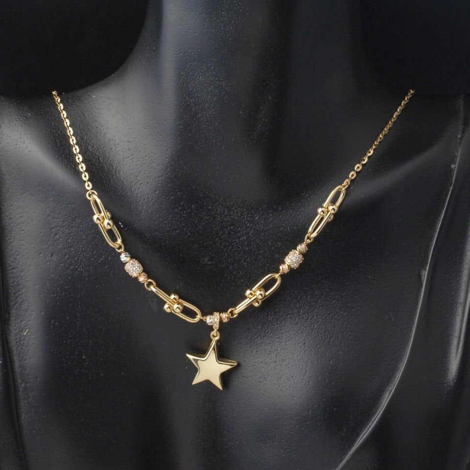 Yıldızlı Pandora 14 Ayar Altın Zincir Kolye