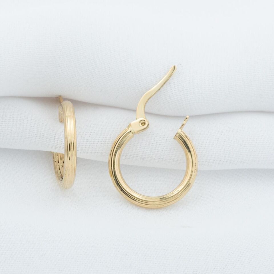 Taşsız 14 Ayar Halka Altın Küpe