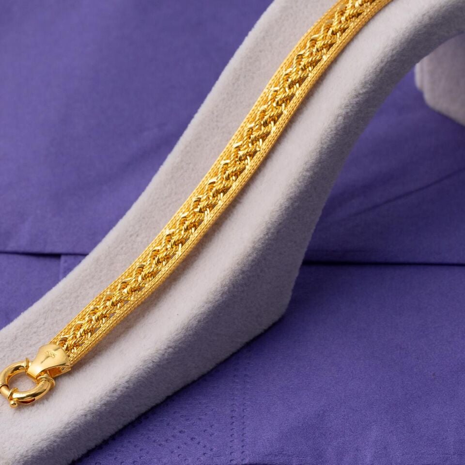 Örgü Zincir 14 Ayar Altın Bileklik