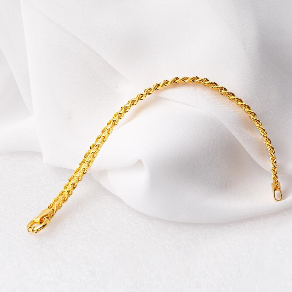 Çift Sıra Örgü Taşsız Altın Bileklik