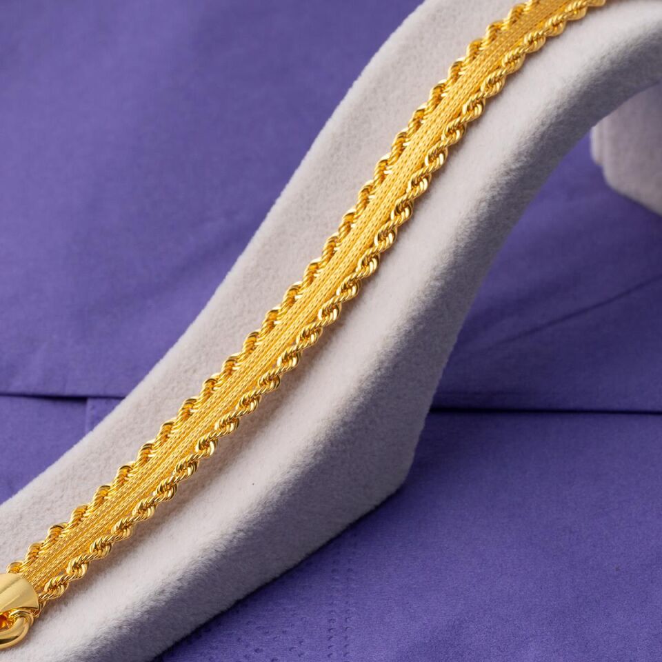 Örgü Zincir Taşsız Altın Bileklik