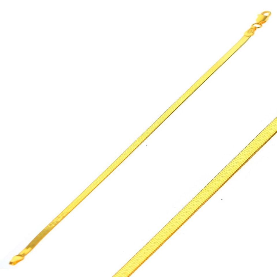 3 mm Enli 14 Ayar Altın Ezme Bileklik