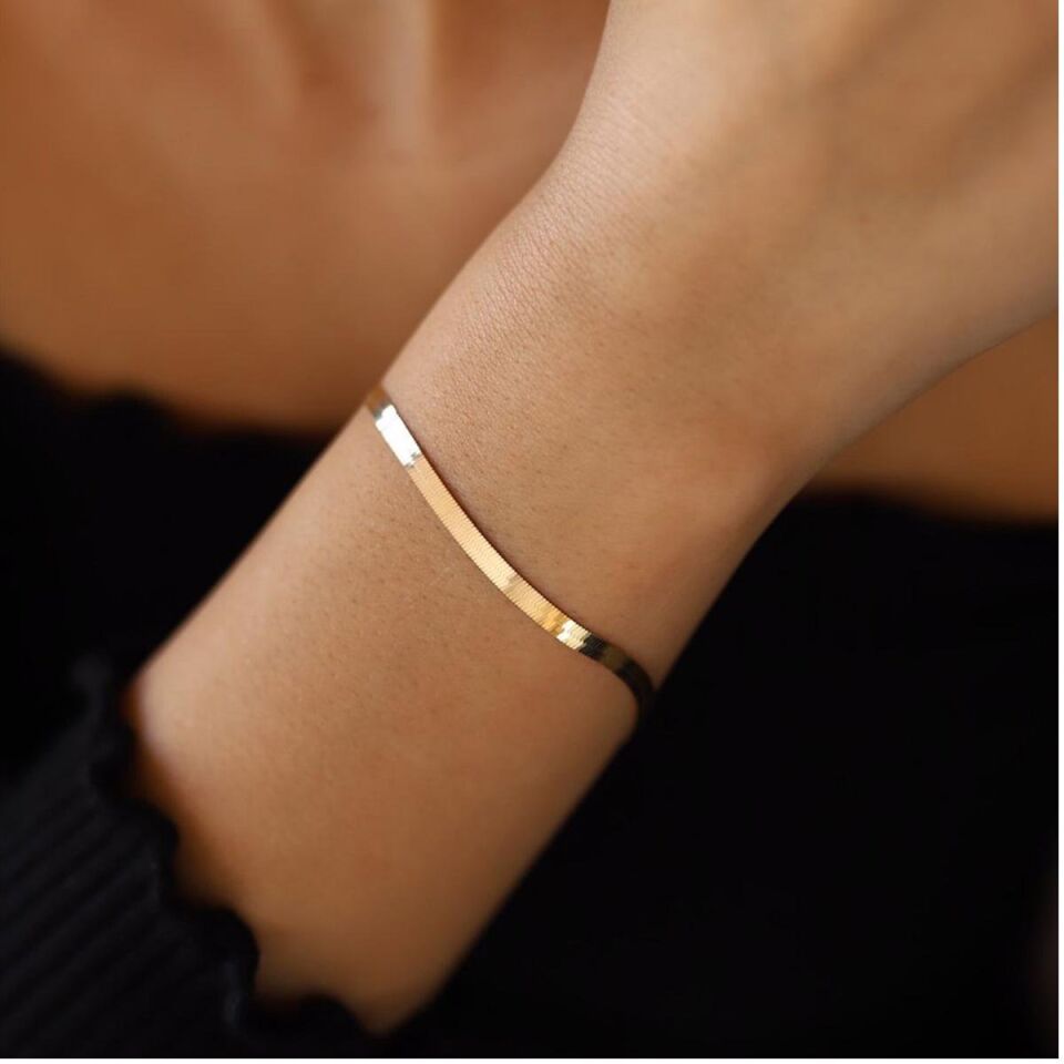 3 mm Enli 14 Ayar Altın Ezme Bileklik