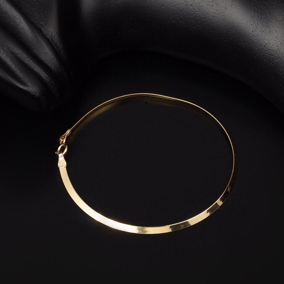 3 mm Enli 14 Ayar Altın Ezme Bileklik