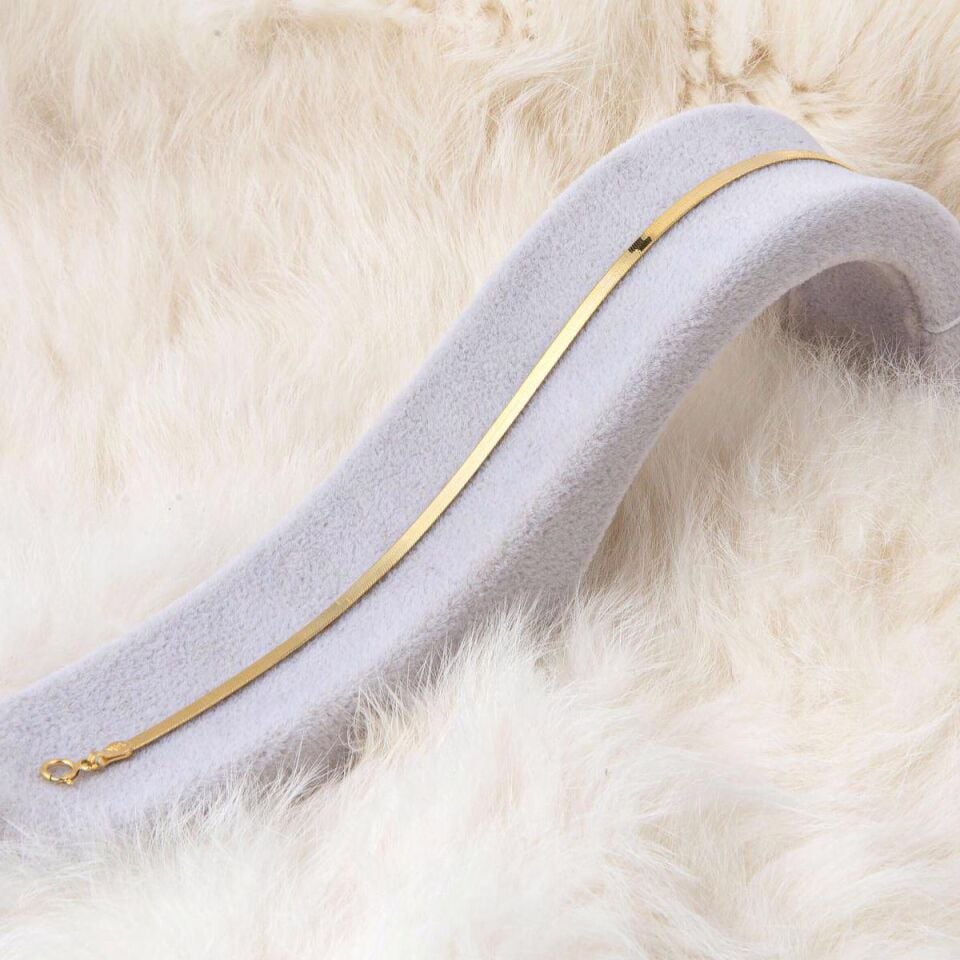 3 mm Enli 14 Ayar Altın Ezme Bileklik