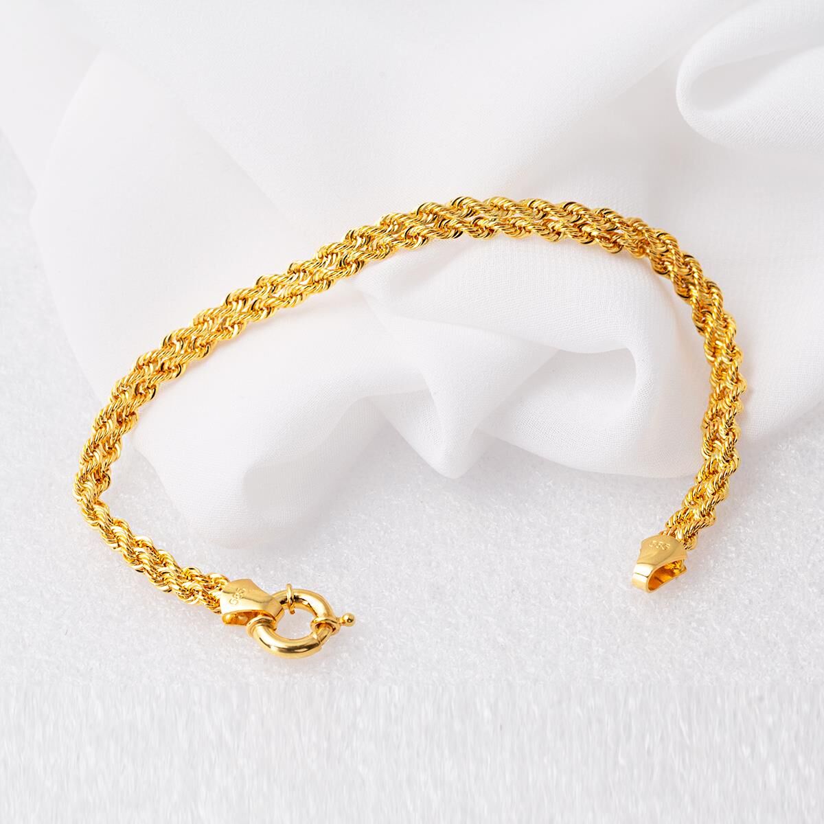 Çift Sıra Örgü Zincir Altın Bileklik