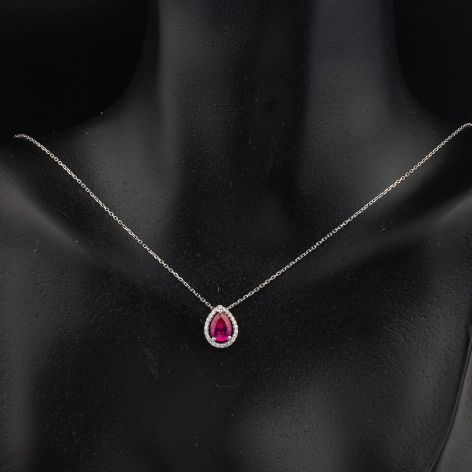14 Ayar 0,90 ct. Yakut 0,10 ct Pırlanta Kolye