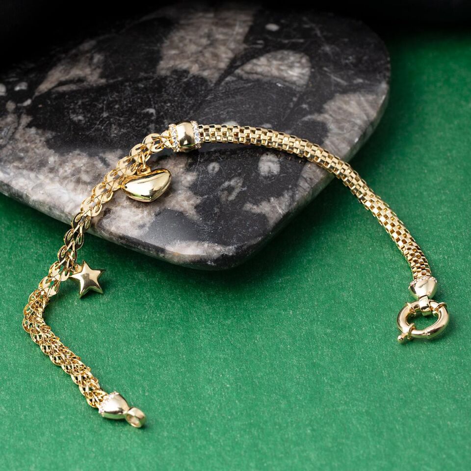 Kalpli Pandora 14 Ayar Altın Bileklik