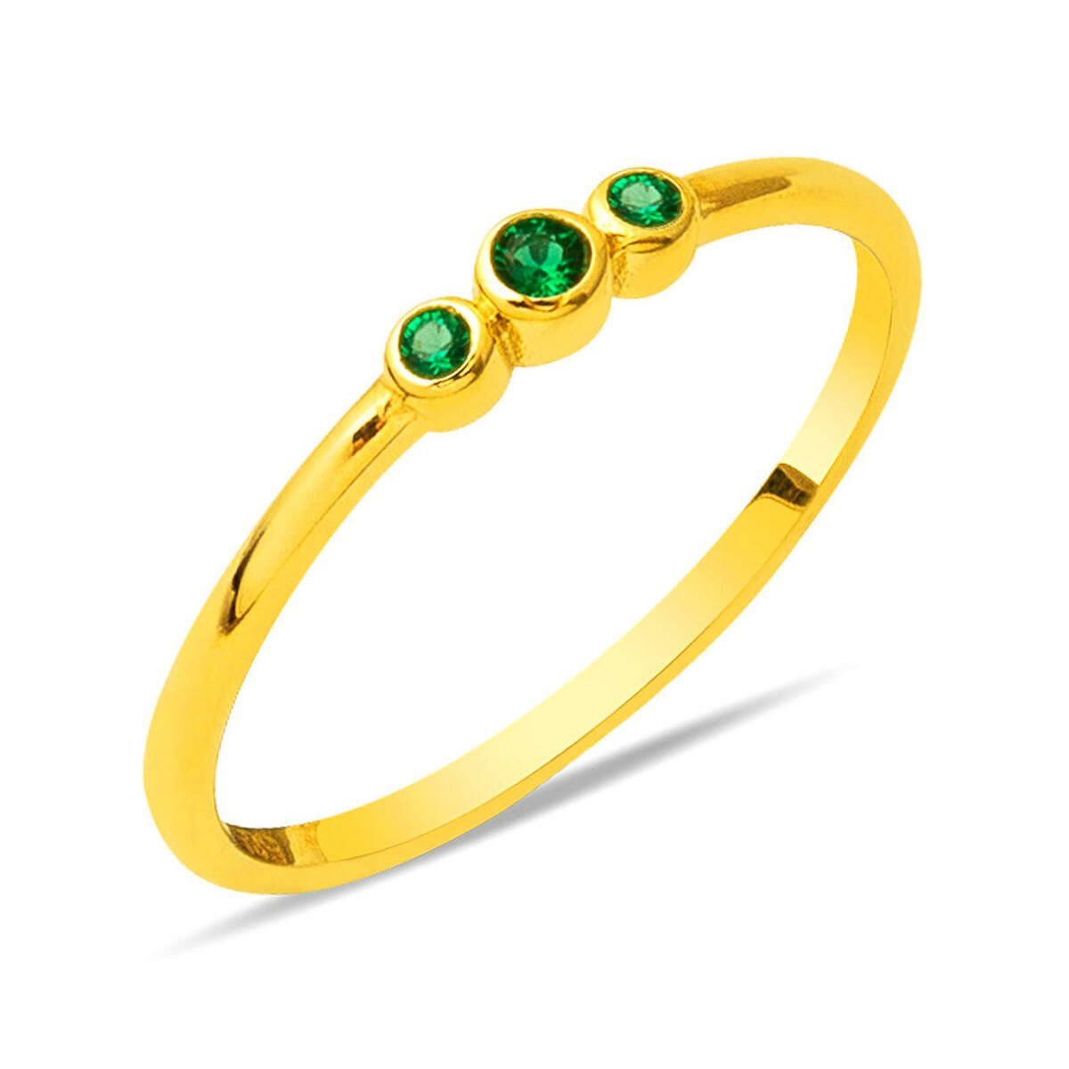 22 Ayar Altın Tria Yeşil Taşlı Yüzük