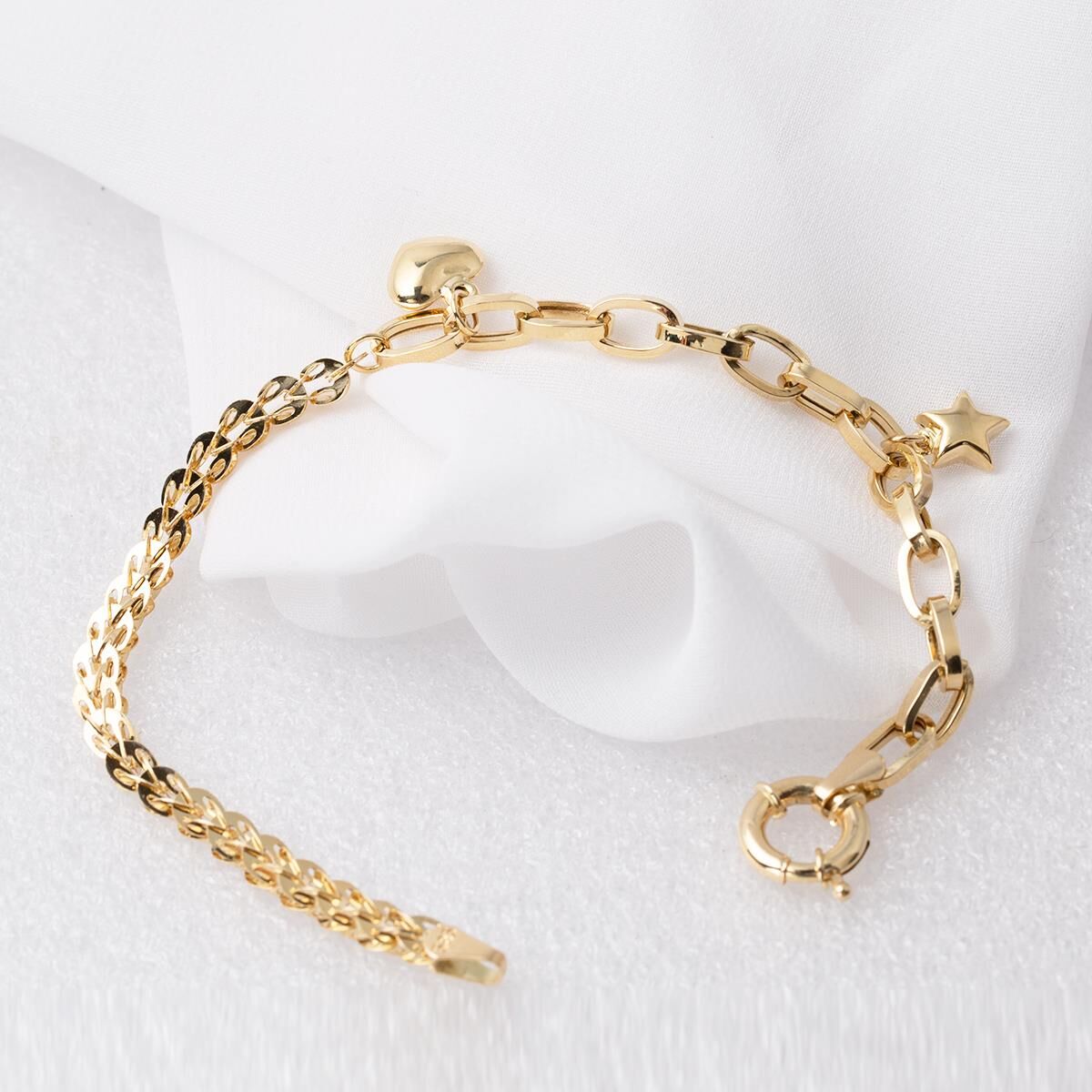 Yıldız & Kalp Pandora Altın Bileklik