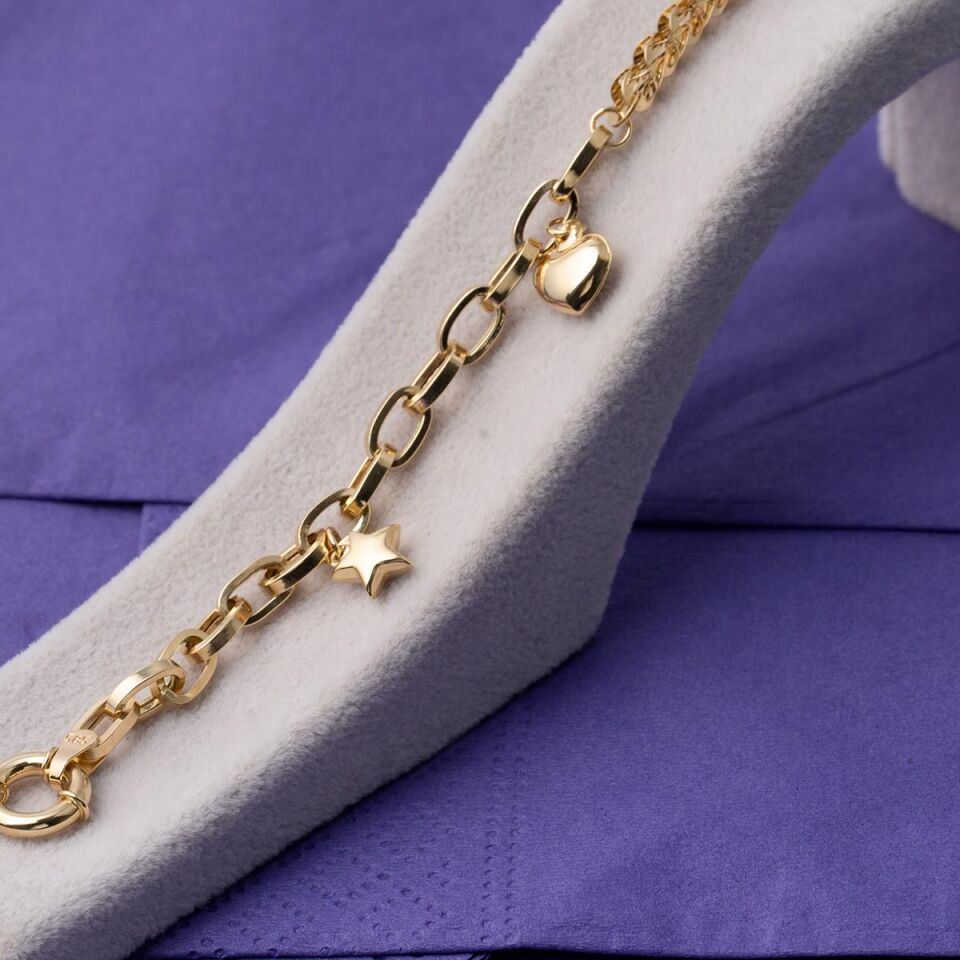 Yıldız & Kalp Pandora Altın Bileklik