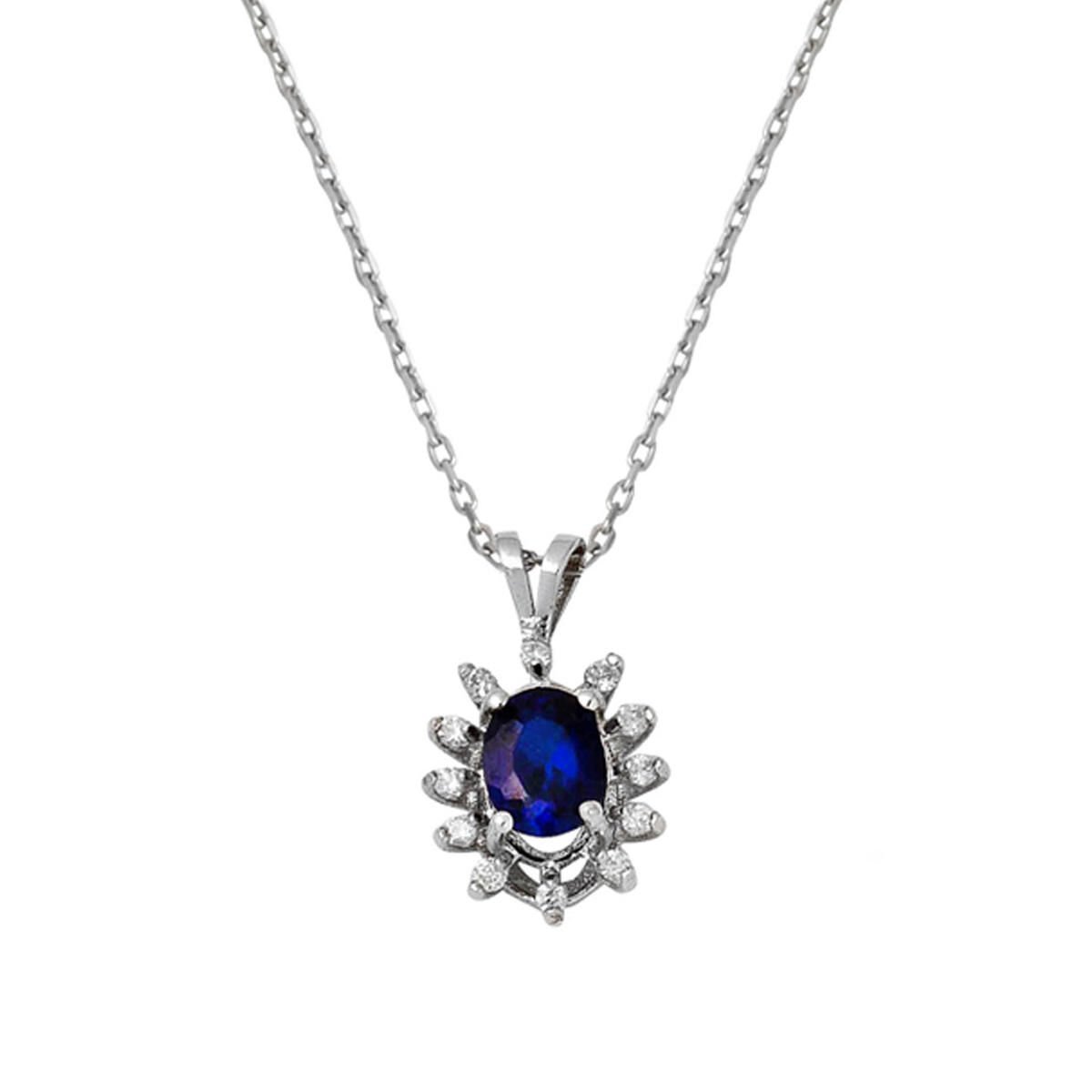 0,50 Karat Safir Pırlantalı Kolye