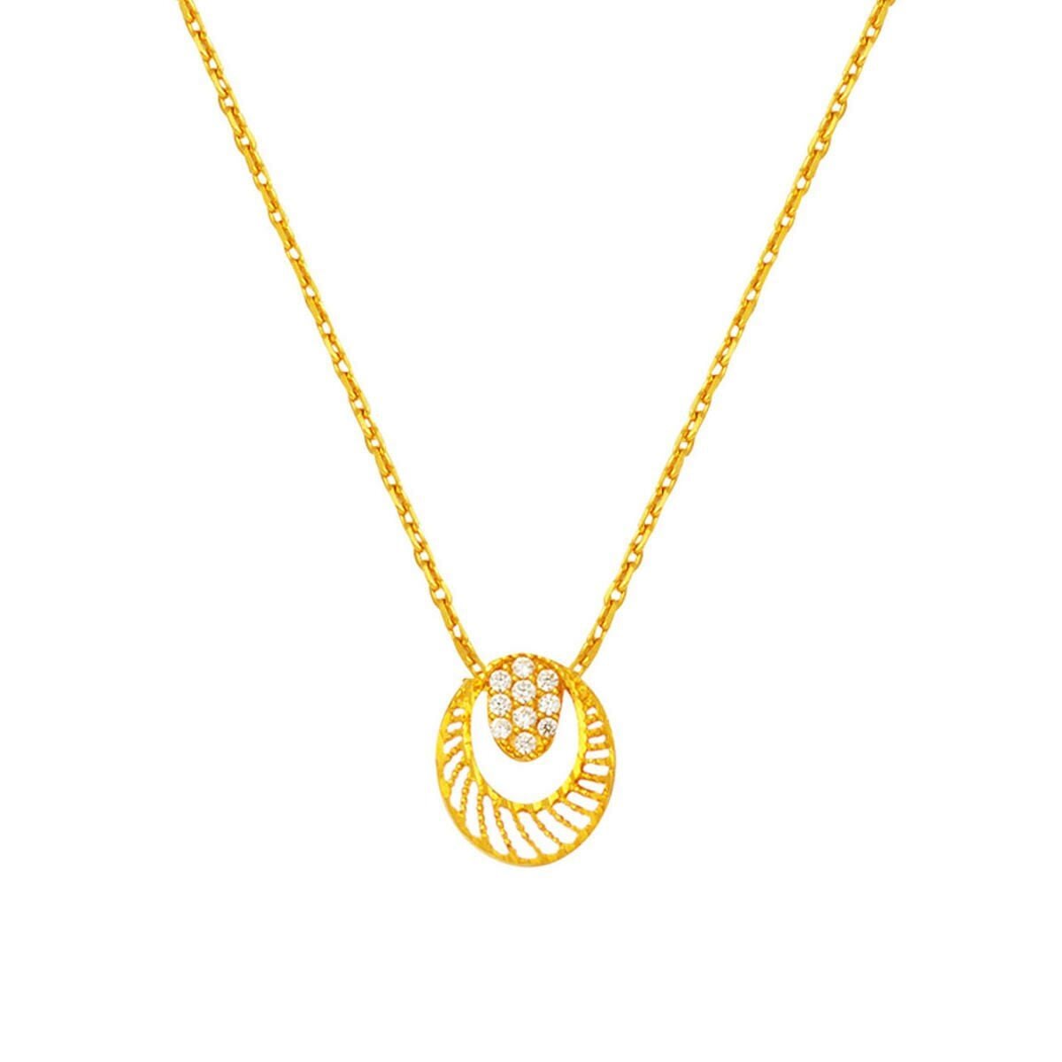 Taşlı 22 Ayar Sarı Altın Kolye