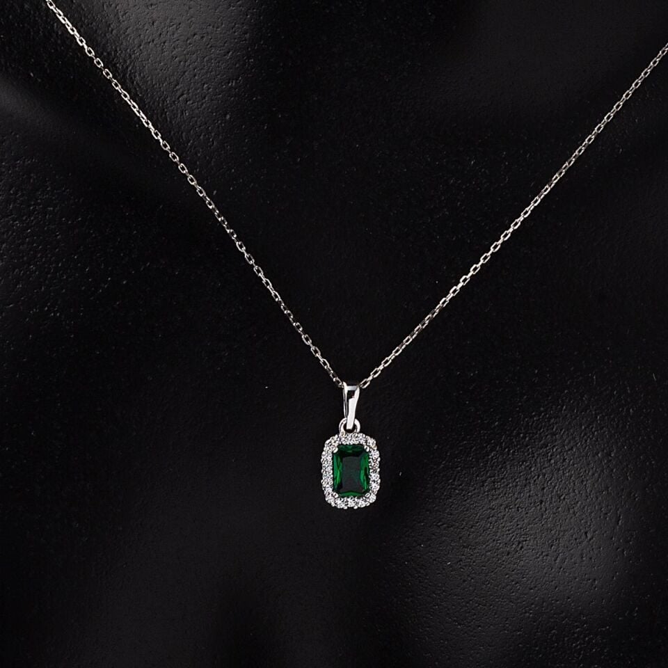 Yeşil Baget Taşlı Üçlü Altın Set