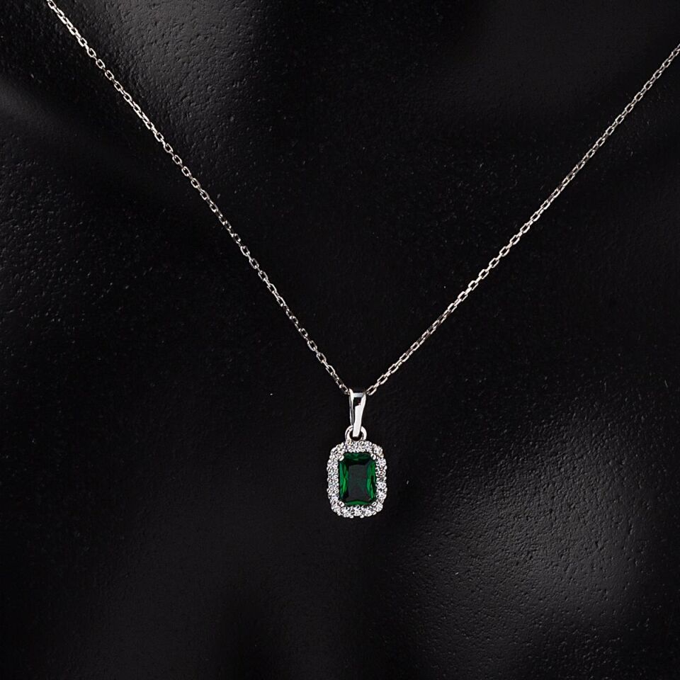 Yeşil Baget Taşlı Üçlü Altın Set