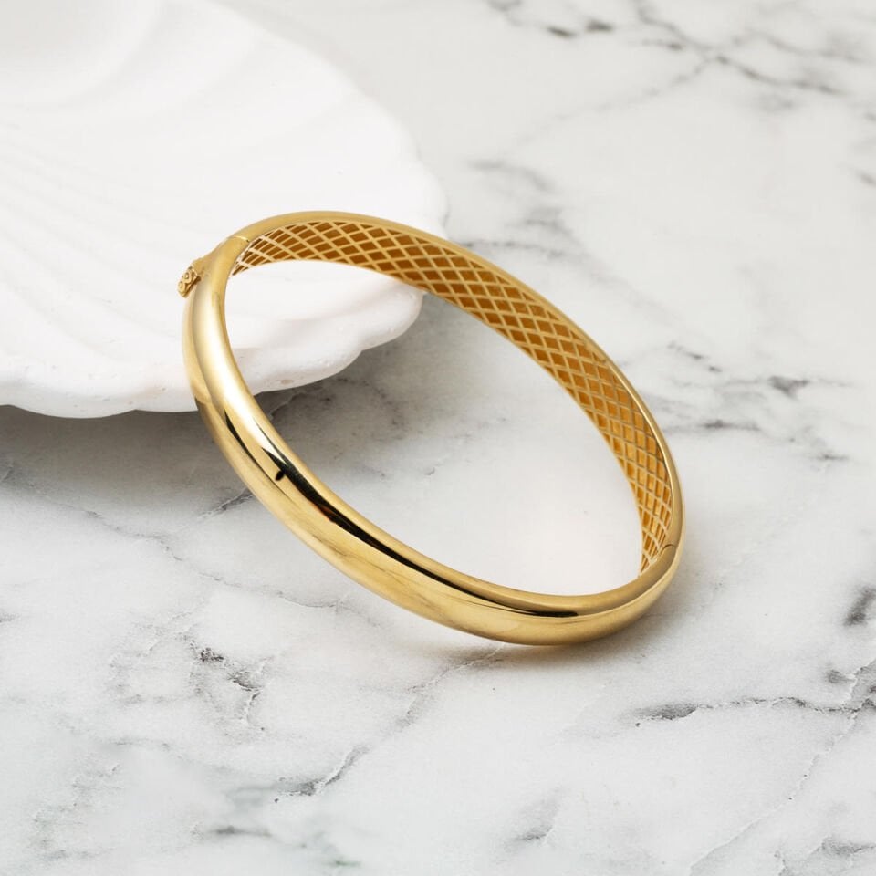 Düz Desensiz 14 Ayar Altın Kelepçe Bilezik