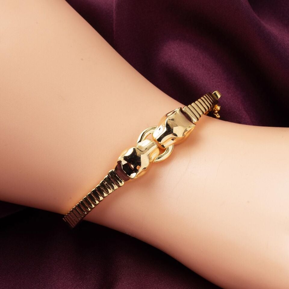 Leona Taşsız Kelepçe Altın Bilezik