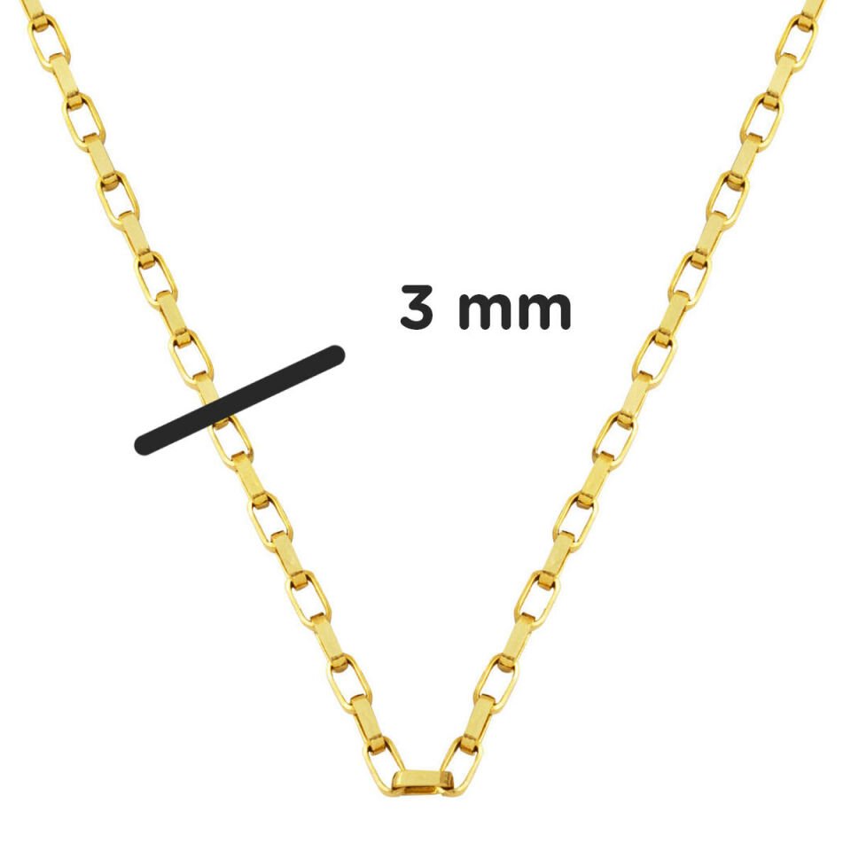 Halkalı 14 Ayar Altın Üniseks Zincir Kolye 45 cm.